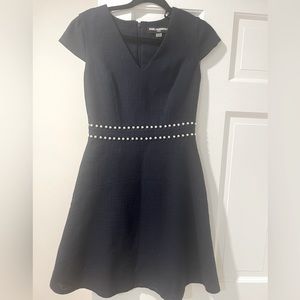 Karl Lagerfeld navy blue work dress with pearl detail